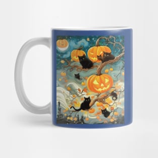 Halloween Preparation The Black Cat And Pumpkin Patch Mug